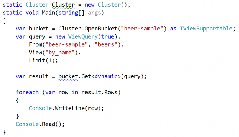 Couchbase .NET SDK 2.0 Development: New View Querying Syntax