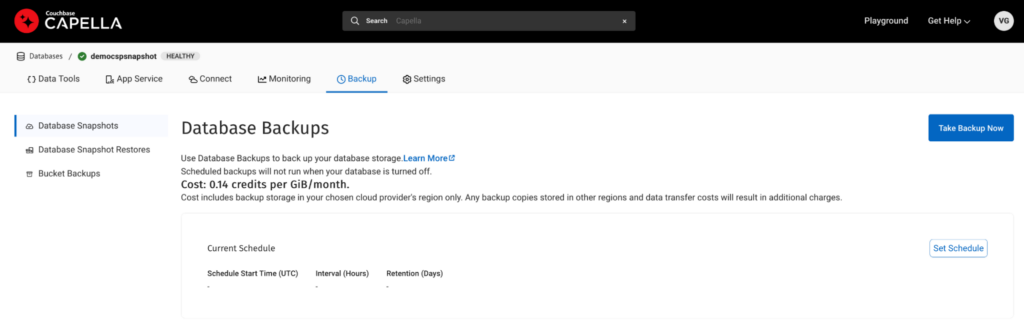 Cloud provider snapshots via Capella database backups