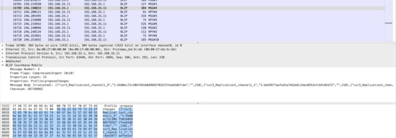 Couchbase Lite Sync Protocol Examination via Wireshark