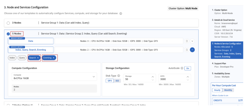 Node and Services configuration